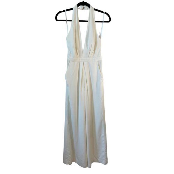 Jill Stuart BHLDN Mara Halter Jumpsuit White 0 New with Flaw Bridal Events Glam - Picture 3 of 16